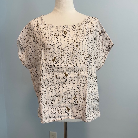 Cynthia Rowley Women’s 100% Linen Button Back Floral Top Size M - Picture 1 of 7